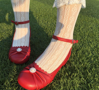 Sosic - Shell Dew - Sweet Lolita Bow Round Toe Shoes