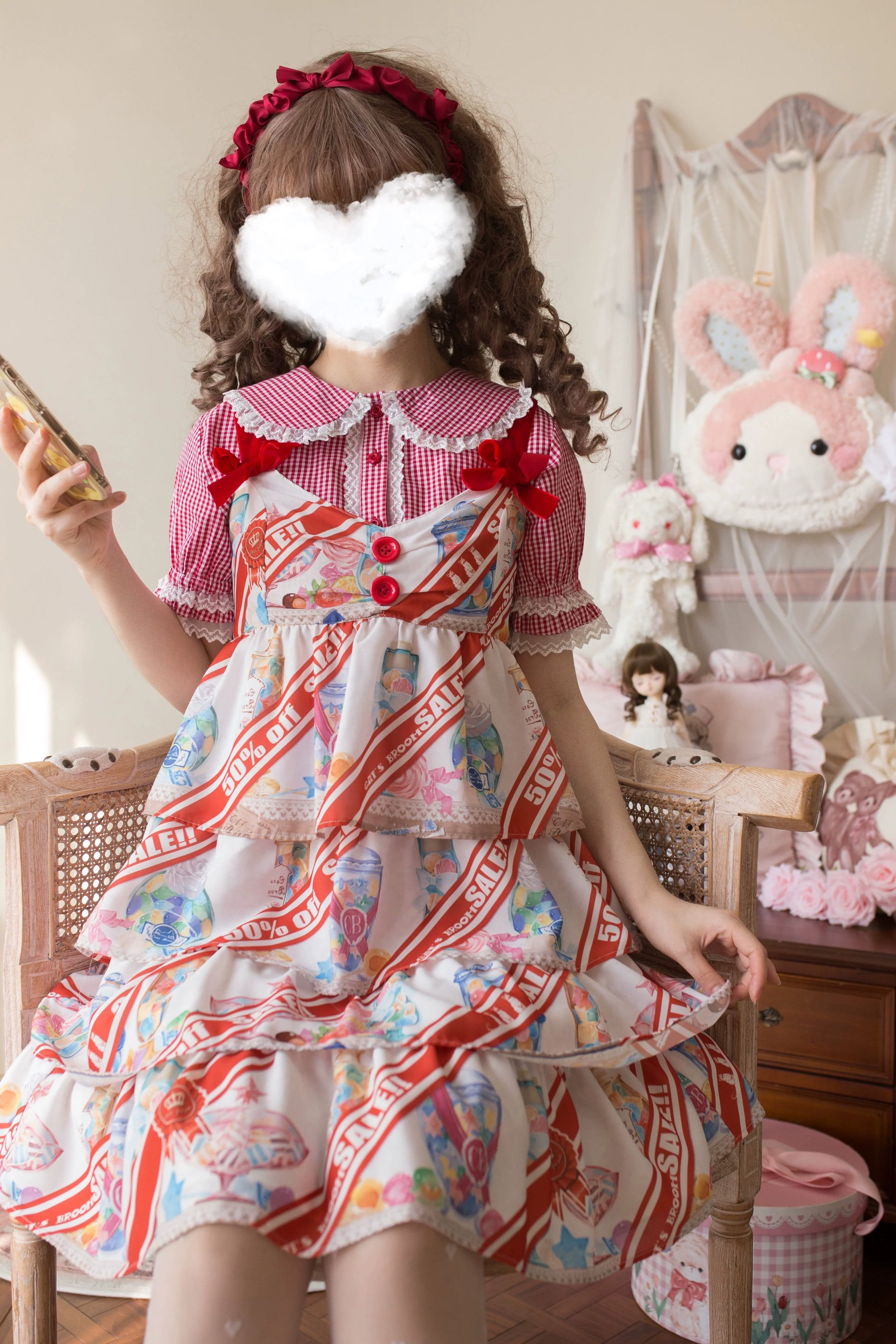MIST - Kawaii Lolita Plaid Blouse With Cat Ear Peter Pan Collar
