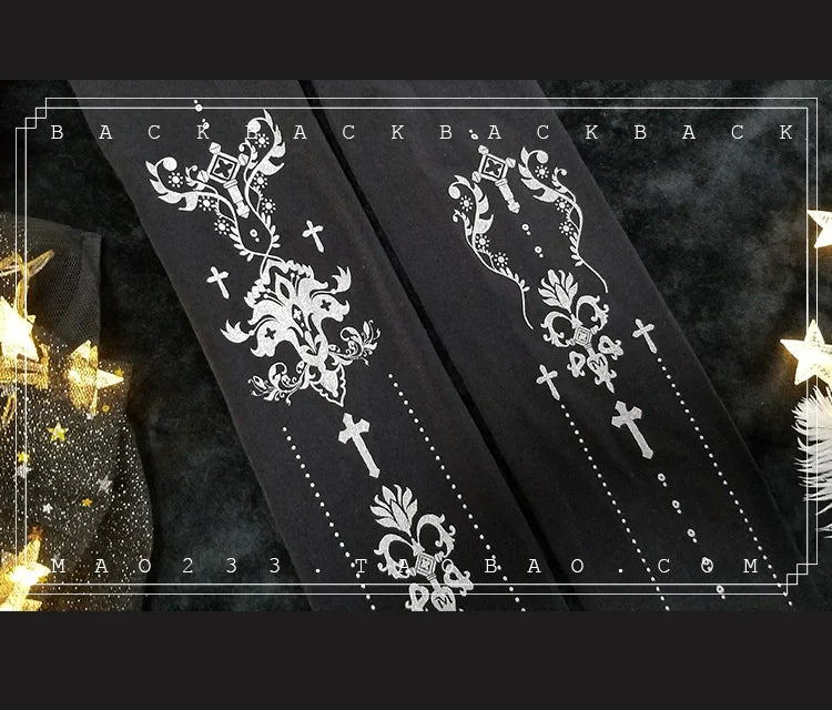 Wulala Mew - Elegant Lolita Pantyhose Daily Gold Foil Printing Tights