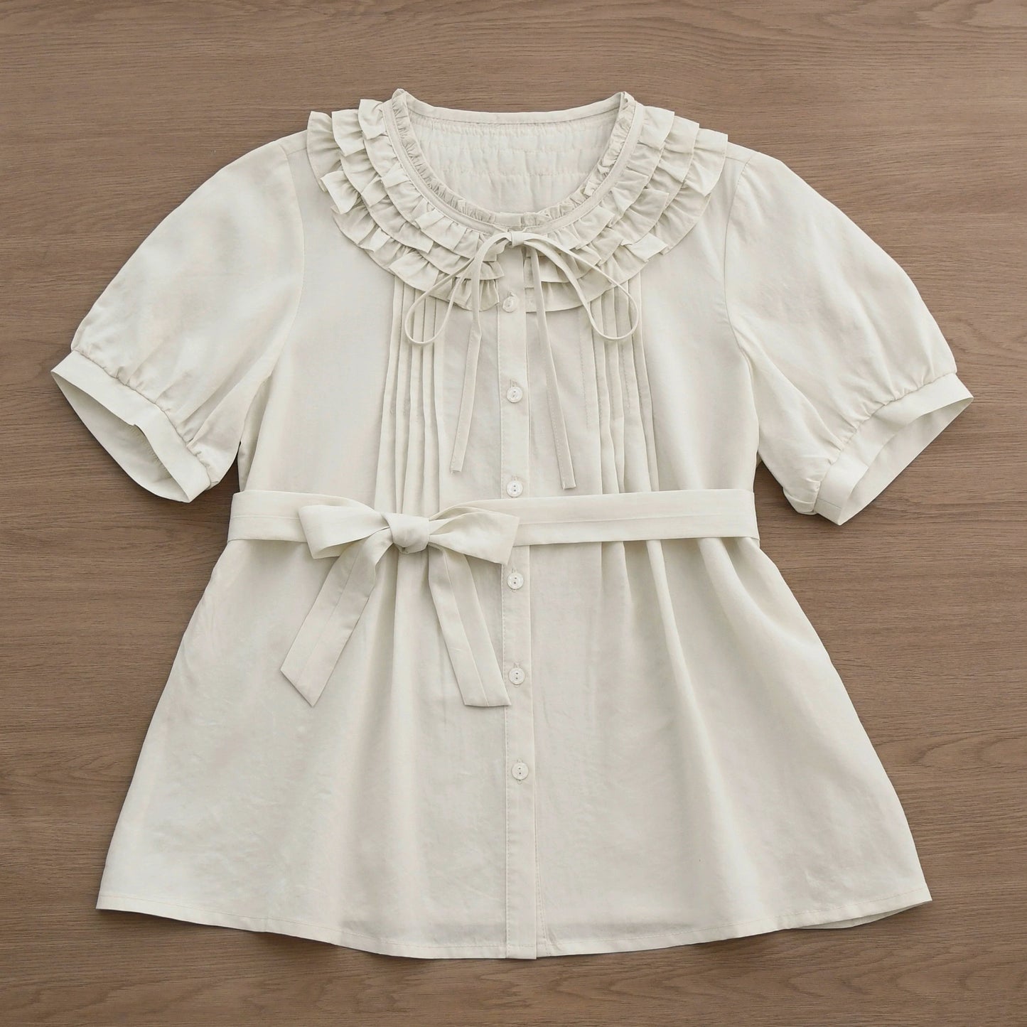 MIST - Vernal Stream - Lightweight Kawaii Lolita Blouse, Detachable Waist Tie