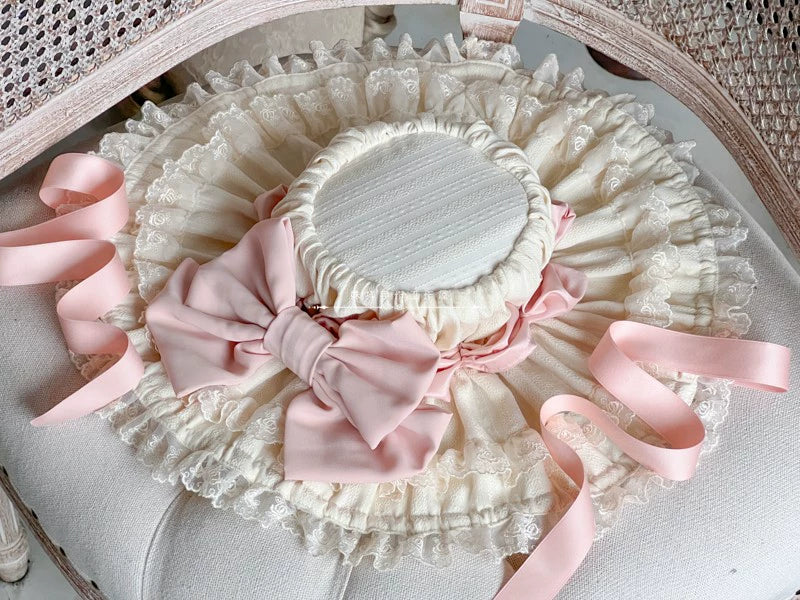 MAID - Vintage Lolita Hat Striped Lace Hat