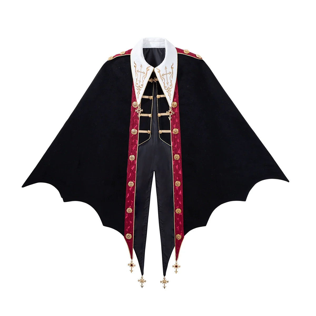 Your Princess - Vampire Youth - Ouji Lolita Bat Shaped Cape Set, Gold Embroidery & Red Accents