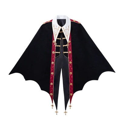 Your Princess - Vampire Youth - Ouji Lolita Bat Shaped Cape Set, Gold Embroidery & Red Accents