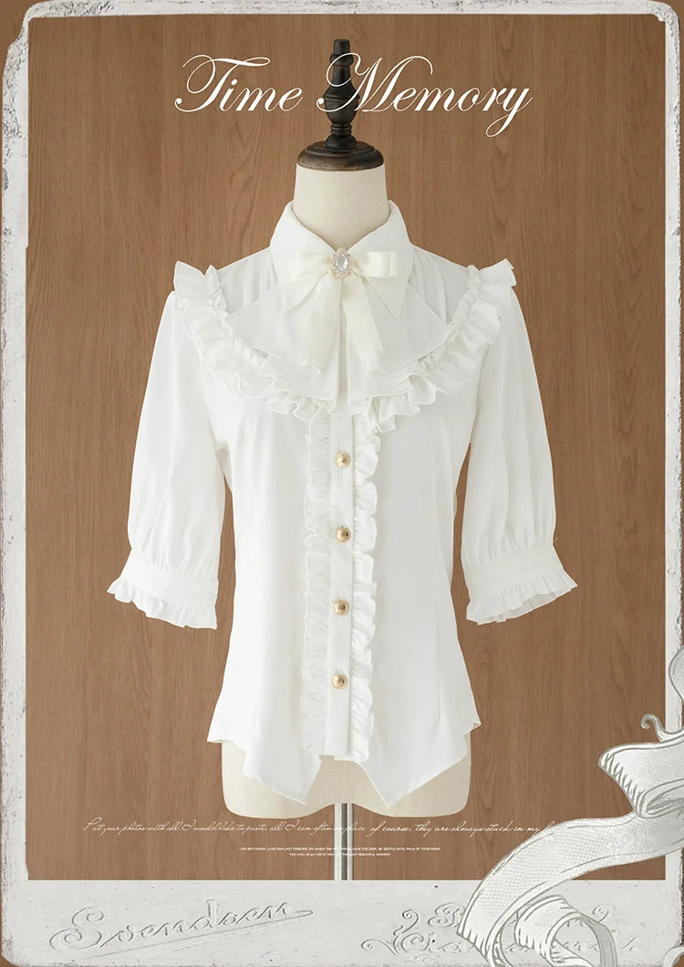 Time Memory - Earl Girl - Chiffon Classic Lolita Shirt, Mid-Length Mutton Sleeves