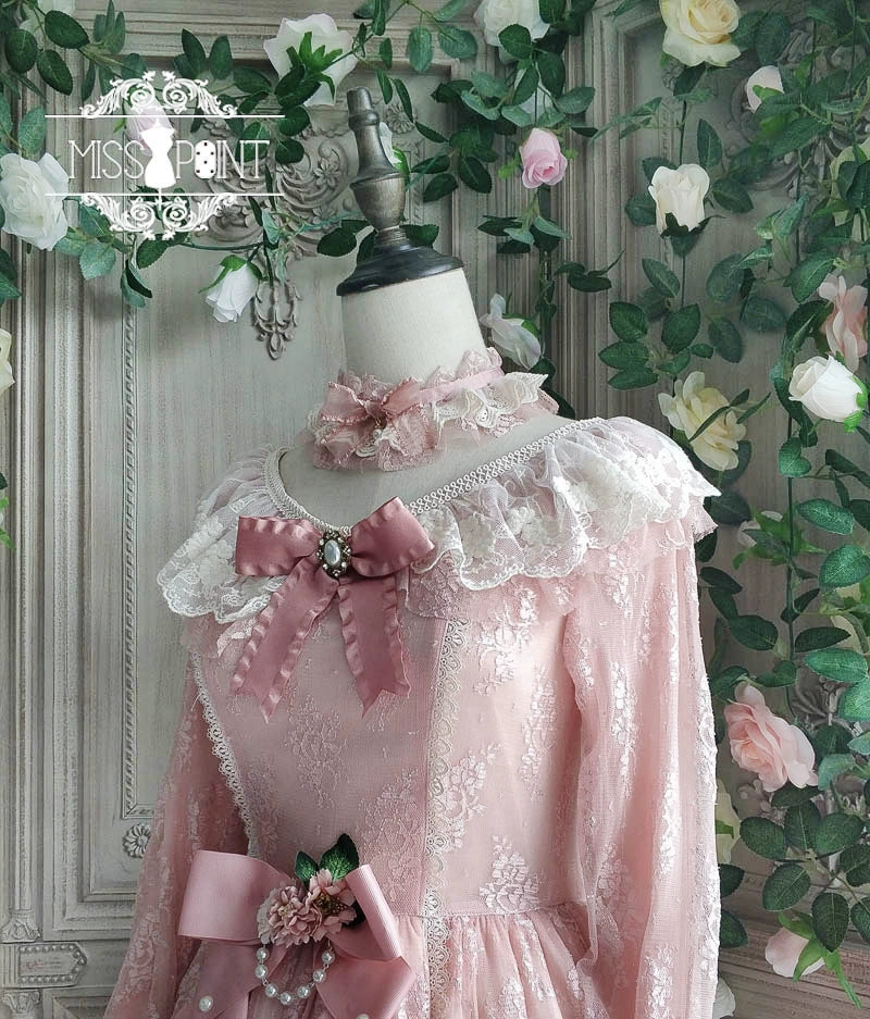 Miss Point - Dawn Girl - Reto Elegant lolita OP Dress Lace Long Sleeve