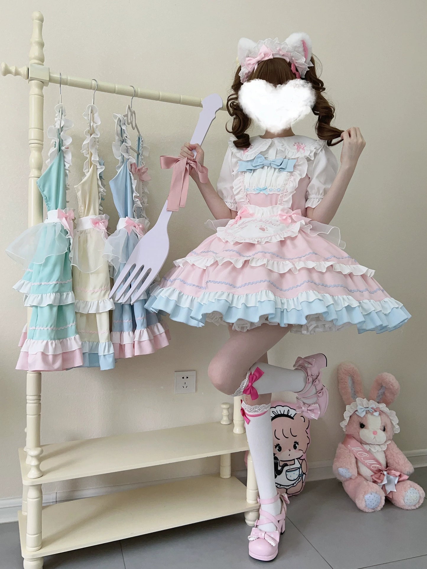 Sugar Girl - Cat Ear Tale - Sweet Lolita Jumper Dress Suspender Dress