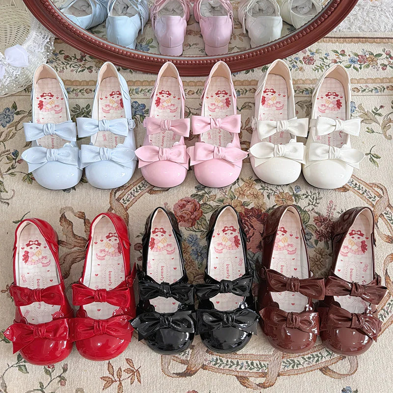 Beauty Bunny - Kawaii Lolita Shoes Low Heels Round Toe PU Shoes