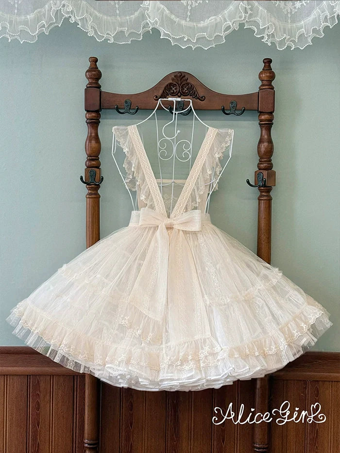 Alice Girl - Elegant Lolita Embroidered Apron with Adjustable Strap