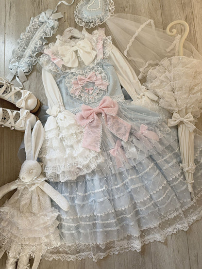 Hanguliang - Spring Awakening - Sweet Lolita JSK and Princess-Sleeved Shirt with Lace Detail