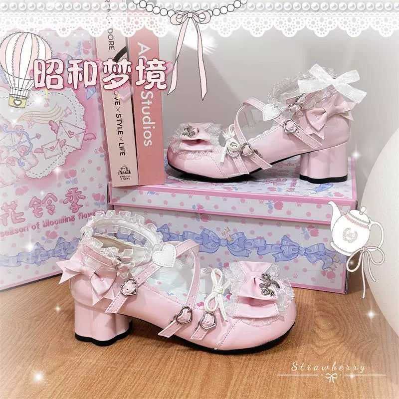 The Season of Booming Flowers - Showa Dreamland - Sweet Lolita Heels, Cute Claw-Shaped Heels