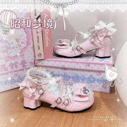 The Season of Booming Flowers - Showa Dreamland - Sweet Lolita Heels, Cute Claw-Shaped Heels