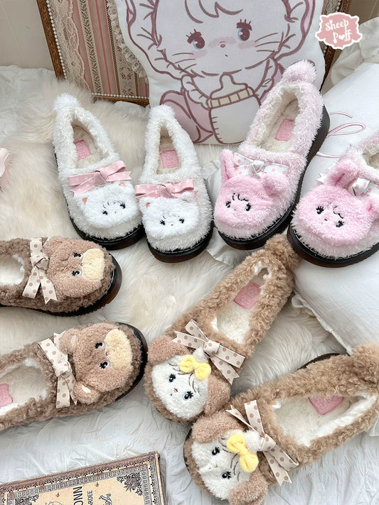 Sheep Puff - Mikko Rolled - Winter Lolita Shoes Warm Fleece Shoes