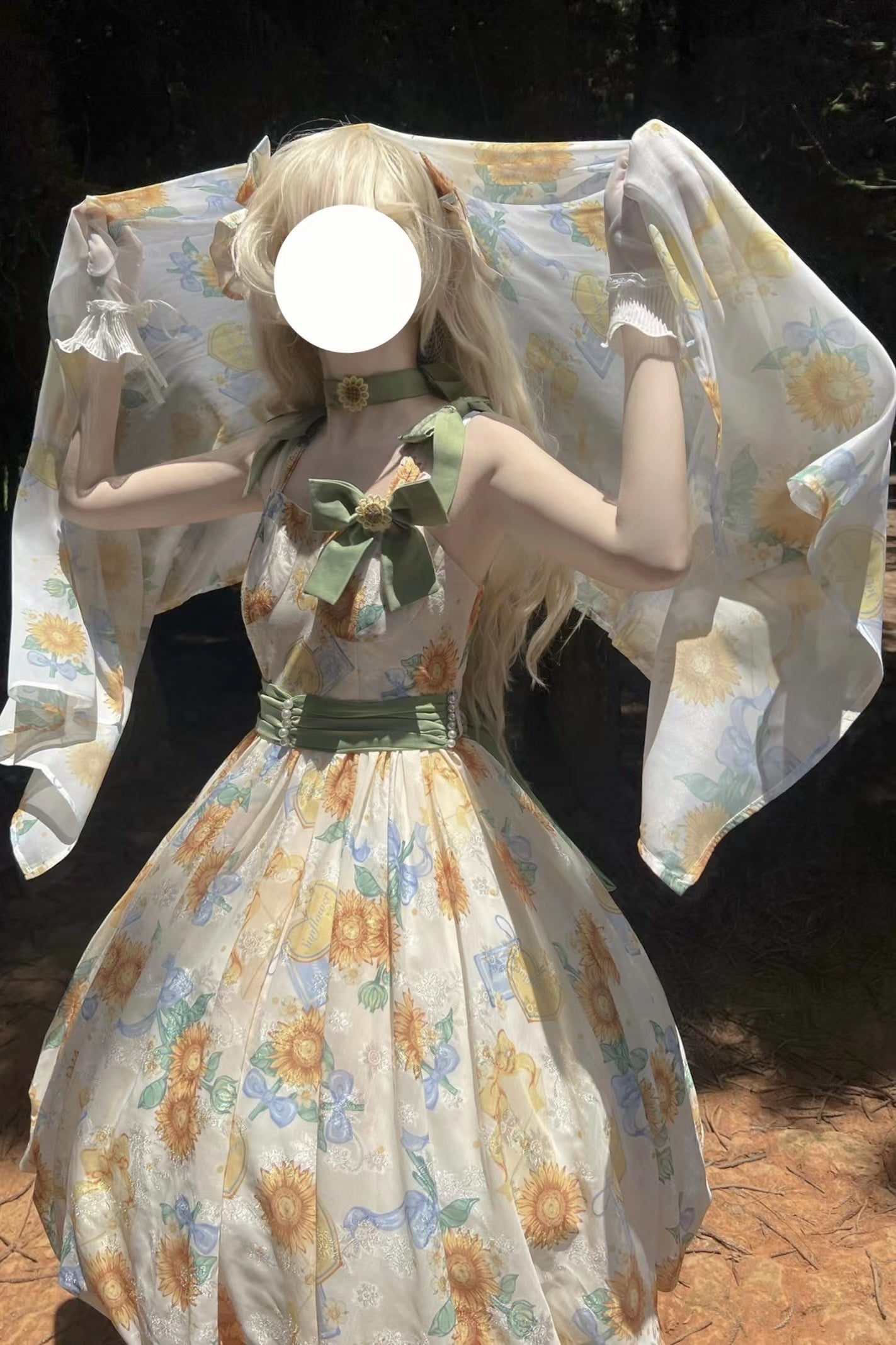 Akiyama Future Studio - Sunflower Print Lolita JSK Dress in Breathable Light Fabric
