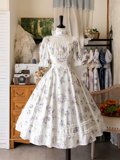 Forest Wardrobe - Forest Basket - Classic Lolita OP Dress Floral Print