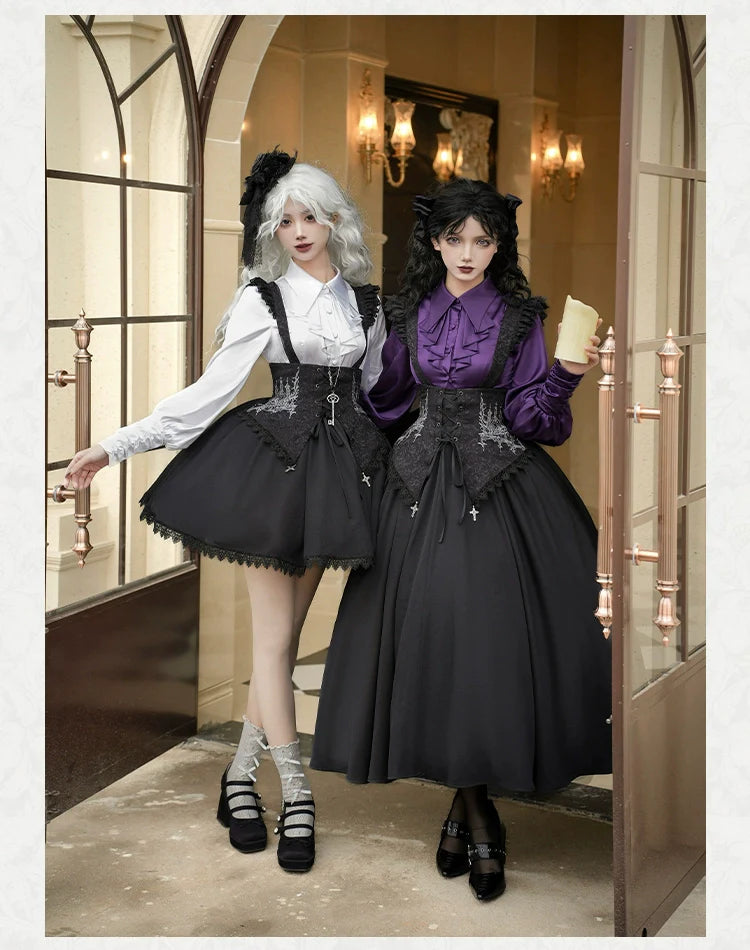 With PUJI - Thorny Night - Gothic Lolita Bust-supporting Skirt With Removable&Adjustable Strap