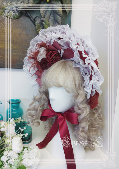 Elpress L - Christmas Flower Hairpins Lolita Mesh Veil KC Bonnet