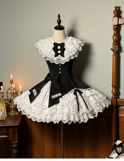 Alice Girl - Arrogant Miss - Sweet Lolita Jumper Dress with Tiered Lace Dress