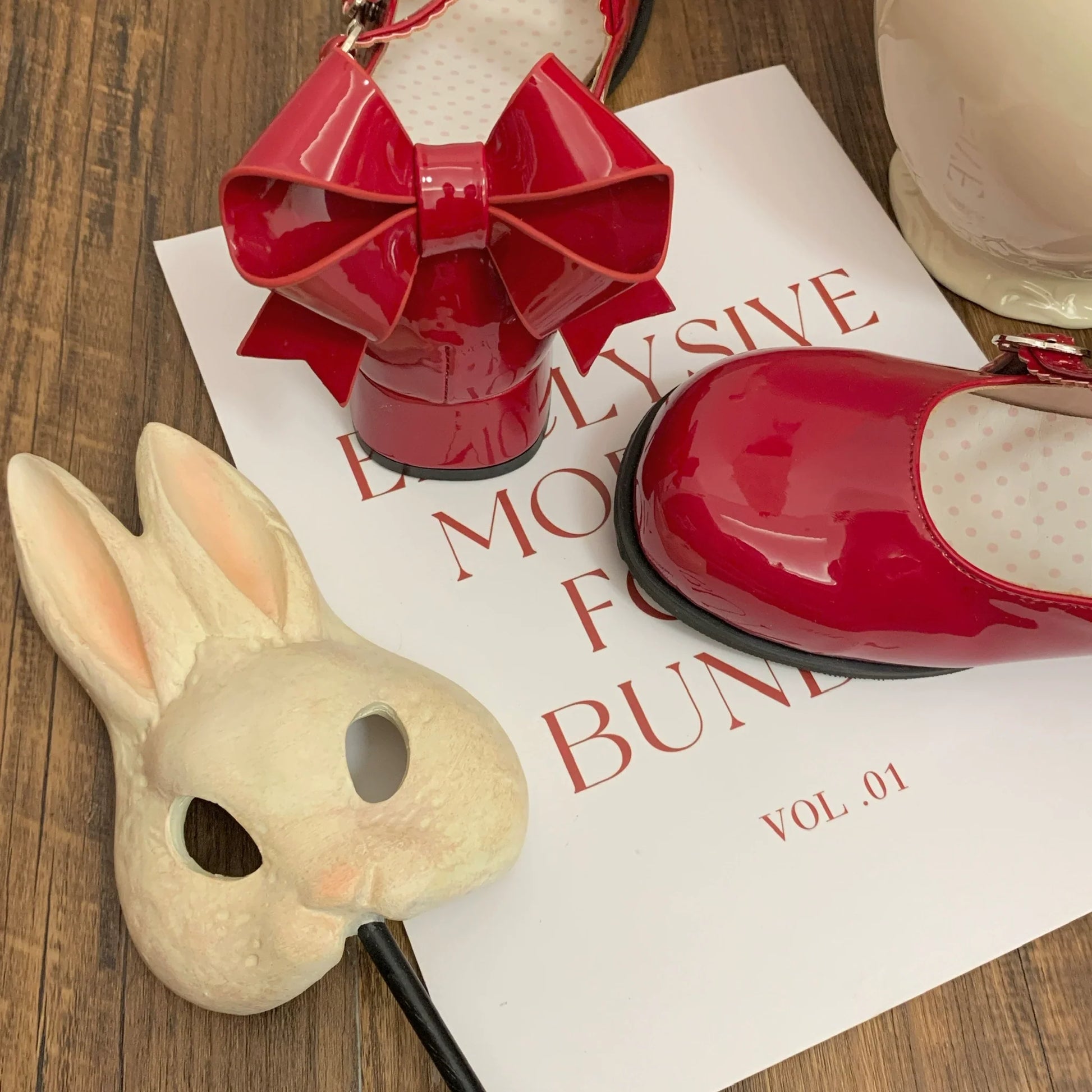 Dolly Doll - Apple Candy - Mary Jane Lolita Shoes Bow PU Low-Mid Heel Shoes