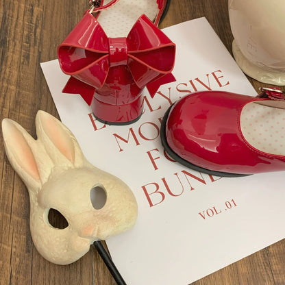 Dolly Doll - Apple Candy - Mary Jane Lolita Shoes Bow PU Low-Mid Heel Shoes