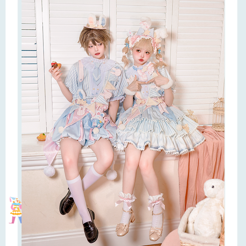 Forest Fluorescent Carps - Ouji Lolita Suit Circus Prince Shorts and OP Dress