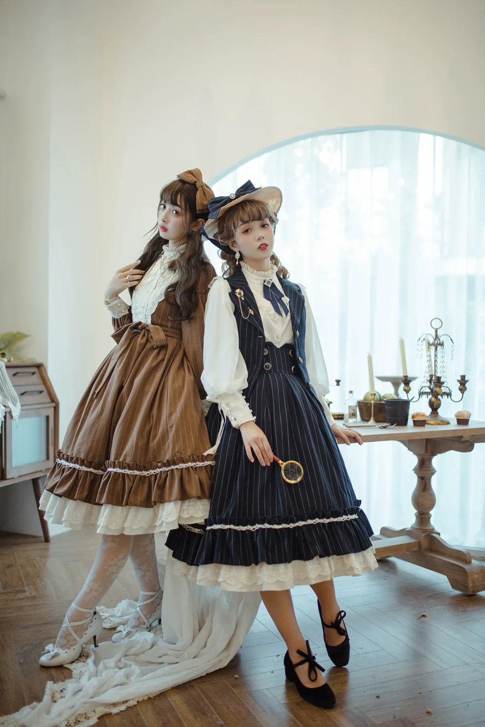 Miss Point - Rose Doll - Elegant Lolita Striped Fishbone Skirt