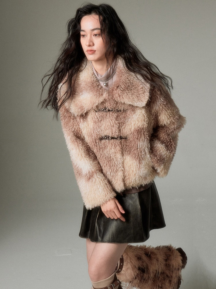 Marble Color Short Fur Jacket【s0000004245】