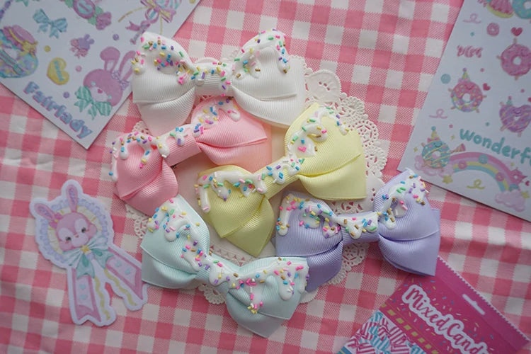 Cat Tea Party - Handmade Sweet Lolita Bow Hair Clip Cute Imitation Cream Cake