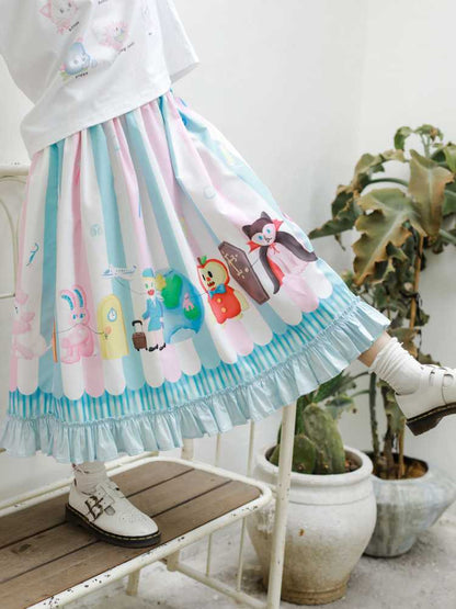 Hand-drawn printed skirt【s0000010071】