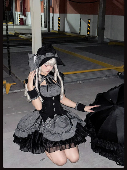 Alice Girl - Lolita Potion - Gothic Lolita Witch Hat and Striped Side Clips