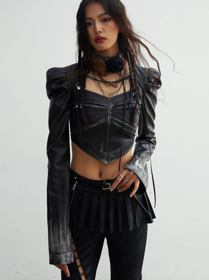 Cut-out Lace-up Pockets Decorated Flare Pants With Skirt