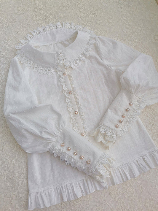 Yilia - Sweet Lolita Peter Pan Collar Cotton Blouse