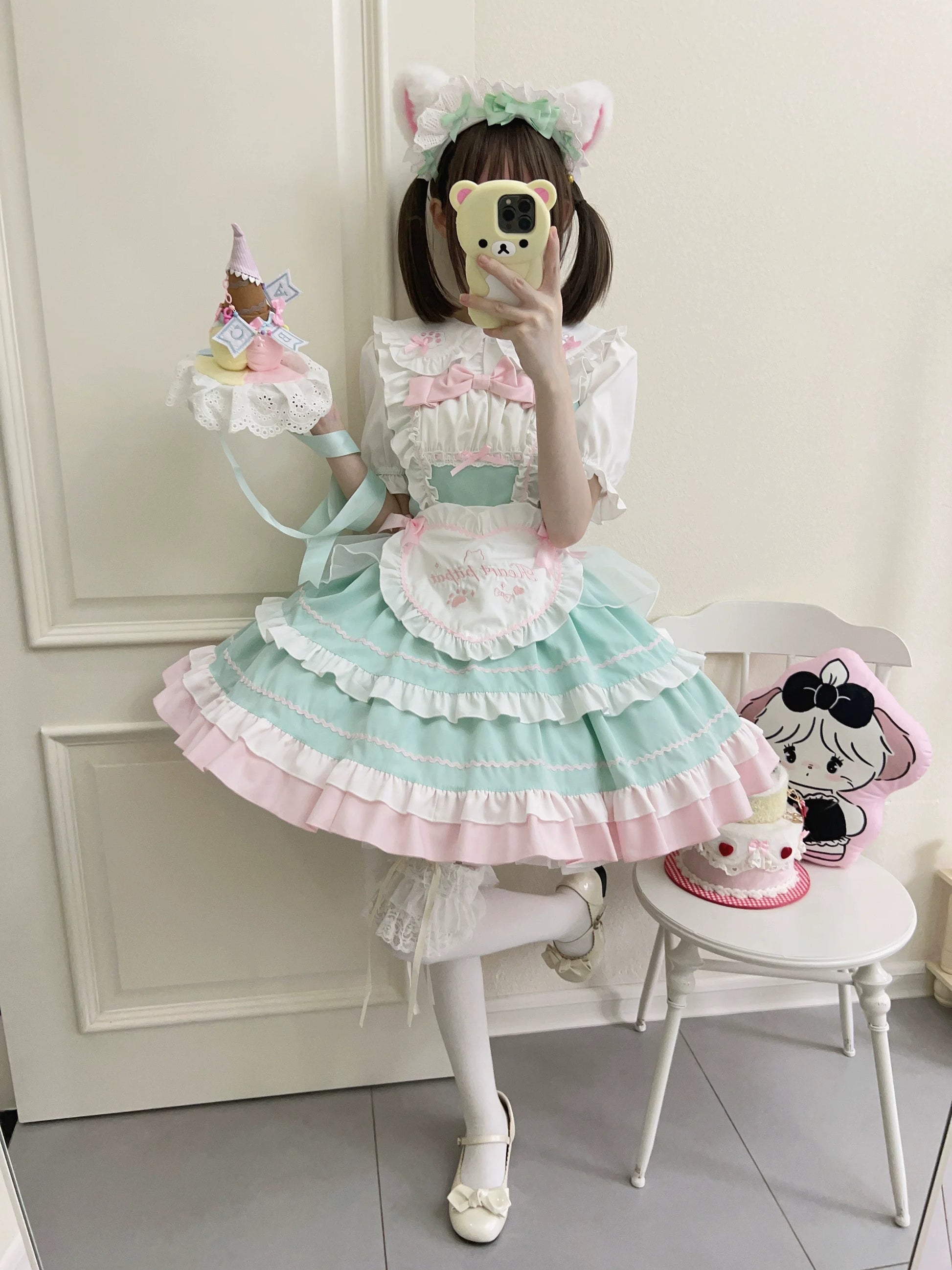 Sugar Girl - Cat Ear Tale - Sweet Lolita Jumper Dress Suspender Dress