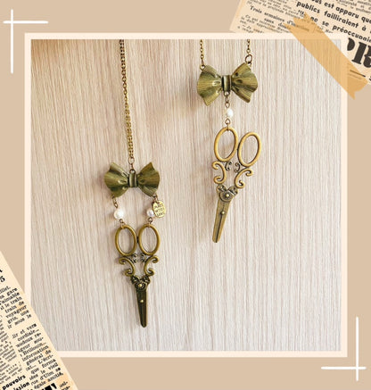 Halloween Alice - Vintage Lolita Bow-Scissors Shaped Necklace