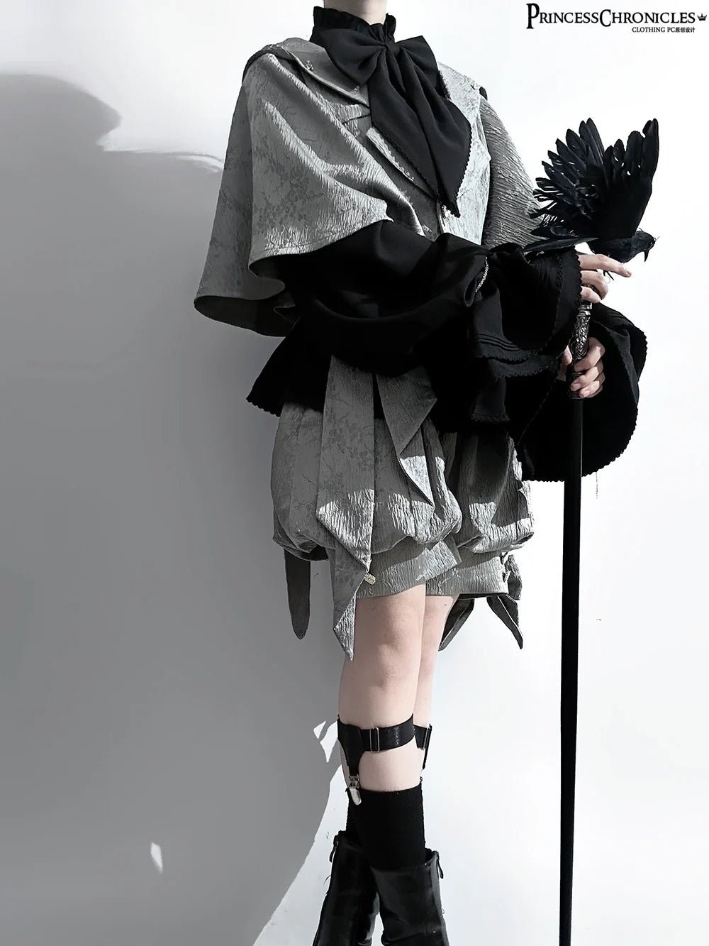 Princess Chronicles - Rabbit Hunting Glacier Gray - Vintage Lolita Grey Coat Kawaii Rabbit Ear Set