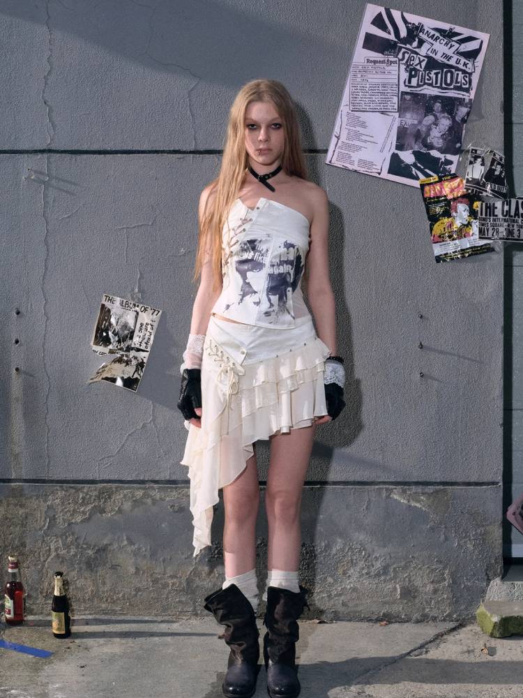 Punk style tube top【s0000009487】