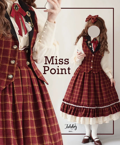 Miss Point - Rose - Elegant Lolita Pliad Print Vest Customized