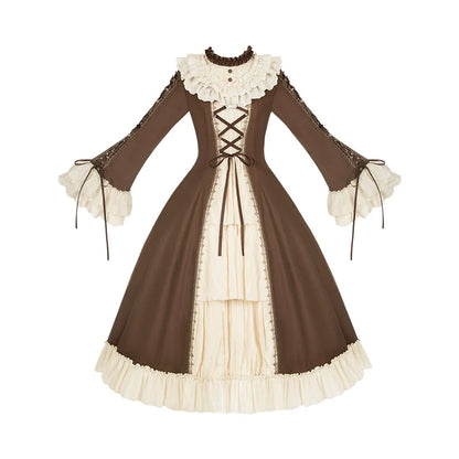 With PUJI - Walnut Box - Classic Lolita OP Dress Suit, Flared Sleeve