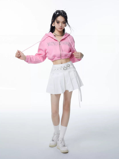 College style white pleated skirt【s0000006725】