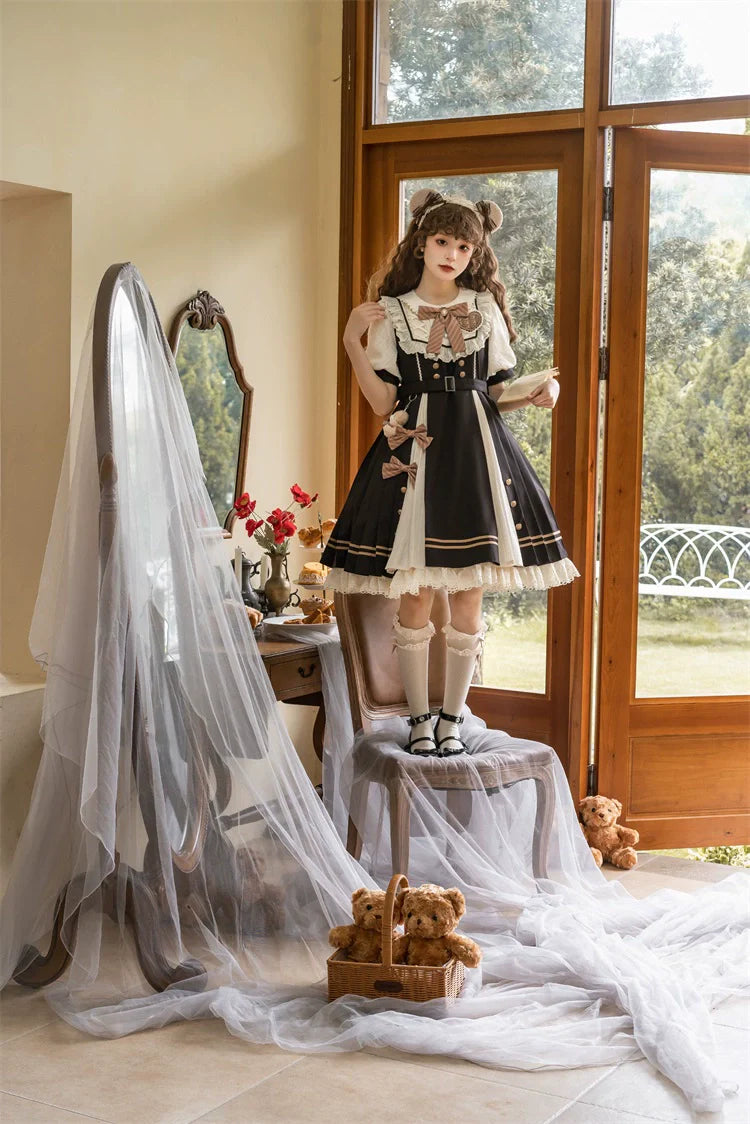 Letters from Unknown Star - Chocolate Workshop - Elegant Lolita OP Daily Short Sleeve Dress