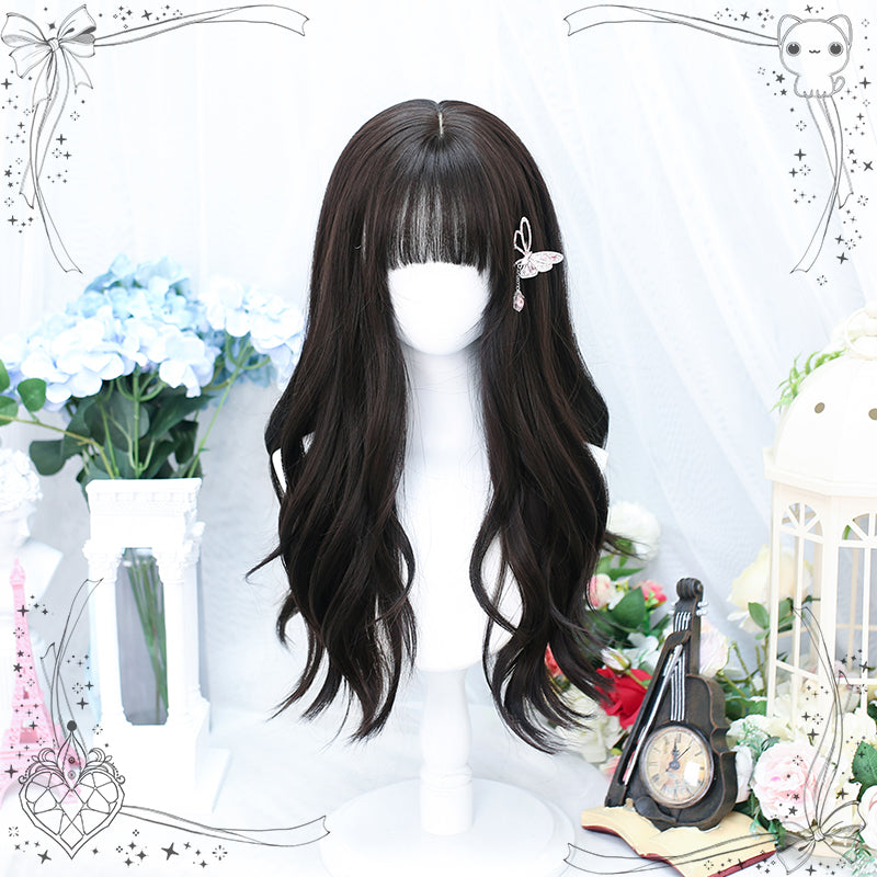 Dalao Home - Daily Long Curly Wavy Black Tea Lolita Wig