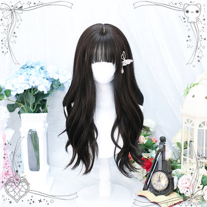 Dalao Home - Daily Long Curly Wavy Black Tea Lolita Wig