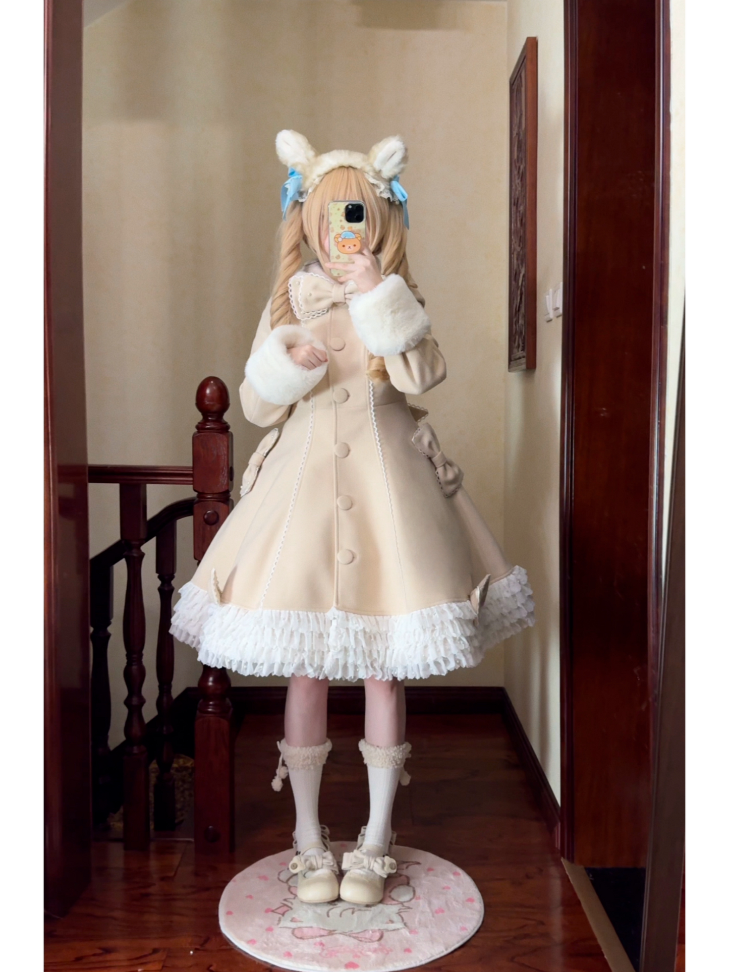 Bunny Magic Forest - High Waisted Sweet Lolita Overcoat, Bunny Ear Collar