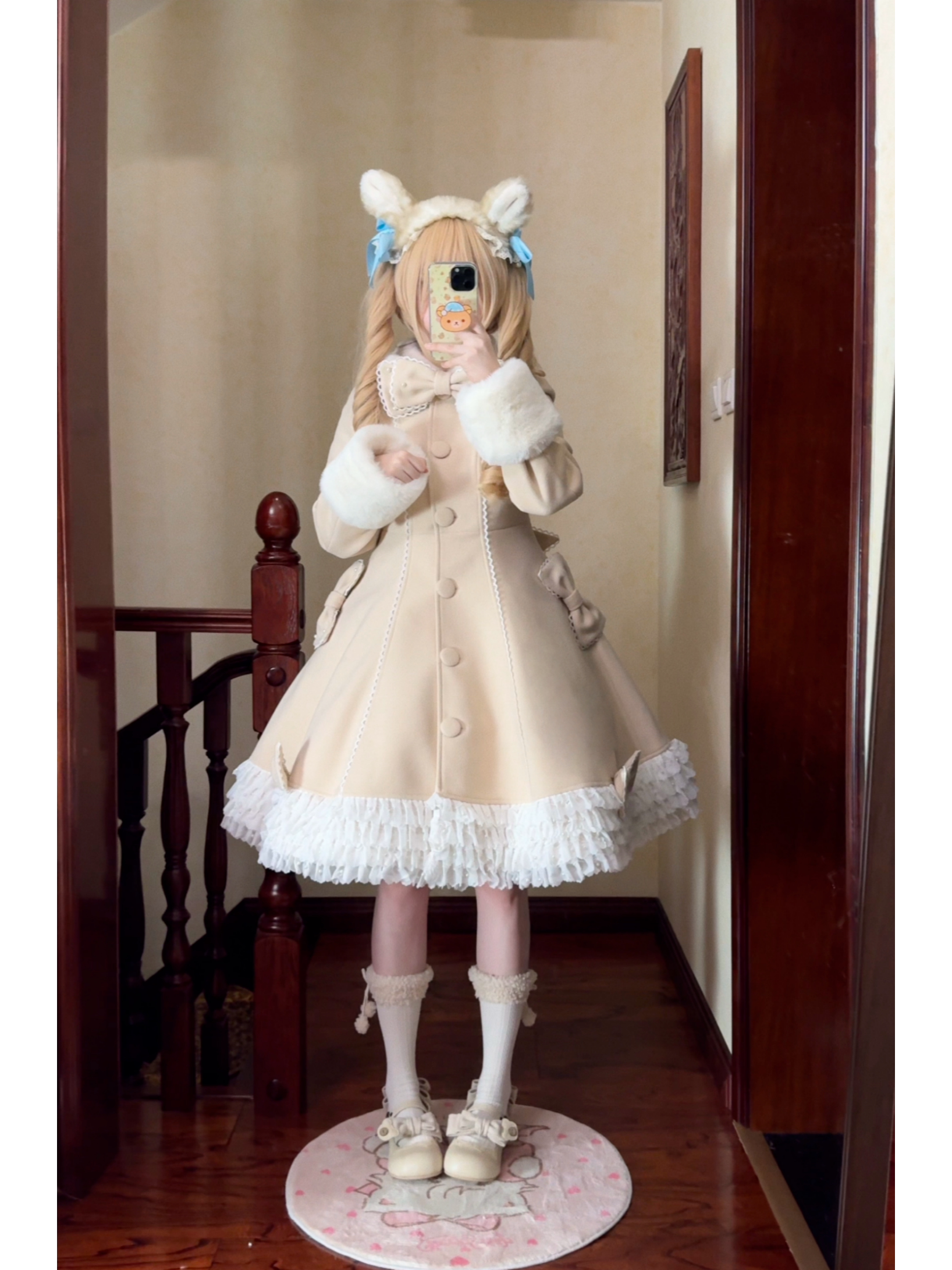 Bunny Magic Forest - High Waisted Sweet Lolita Overcoat, Bunny Ear Collar