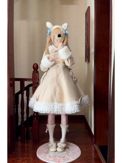 Bunny Magic Forest - High Waisted Sweet Lolita Overcoat, Bunny Ear Collar