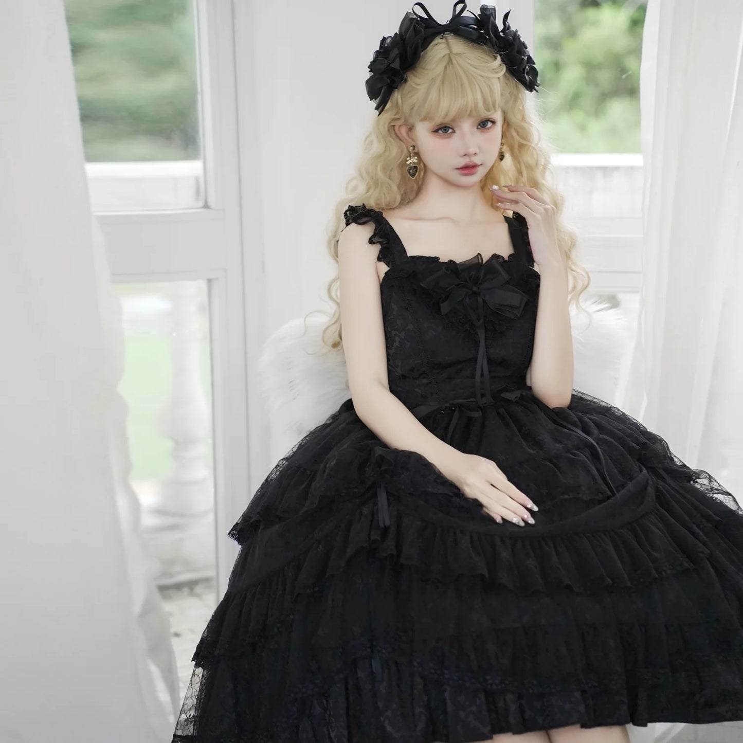 Eieyomi - Iris Love - Gothic Princess Lolita JSK Dress + Elegant Chiffon Top