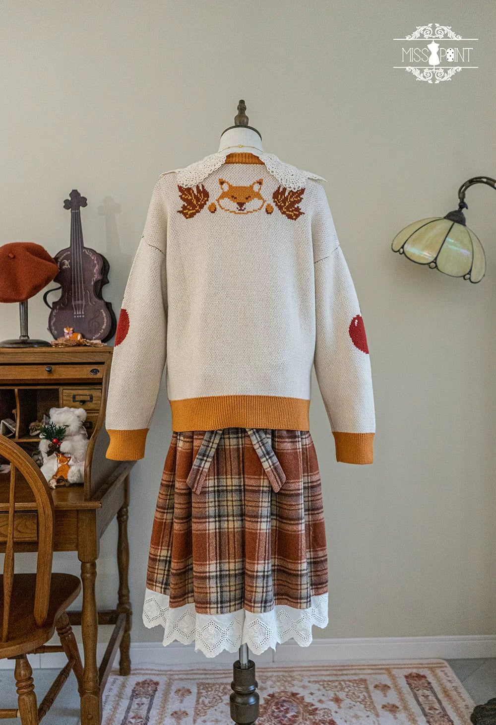 Miss Point - Chubby Fox in the Forest - Kawaii Lolita Sweater Customized Winter Lolita Couple Outfit