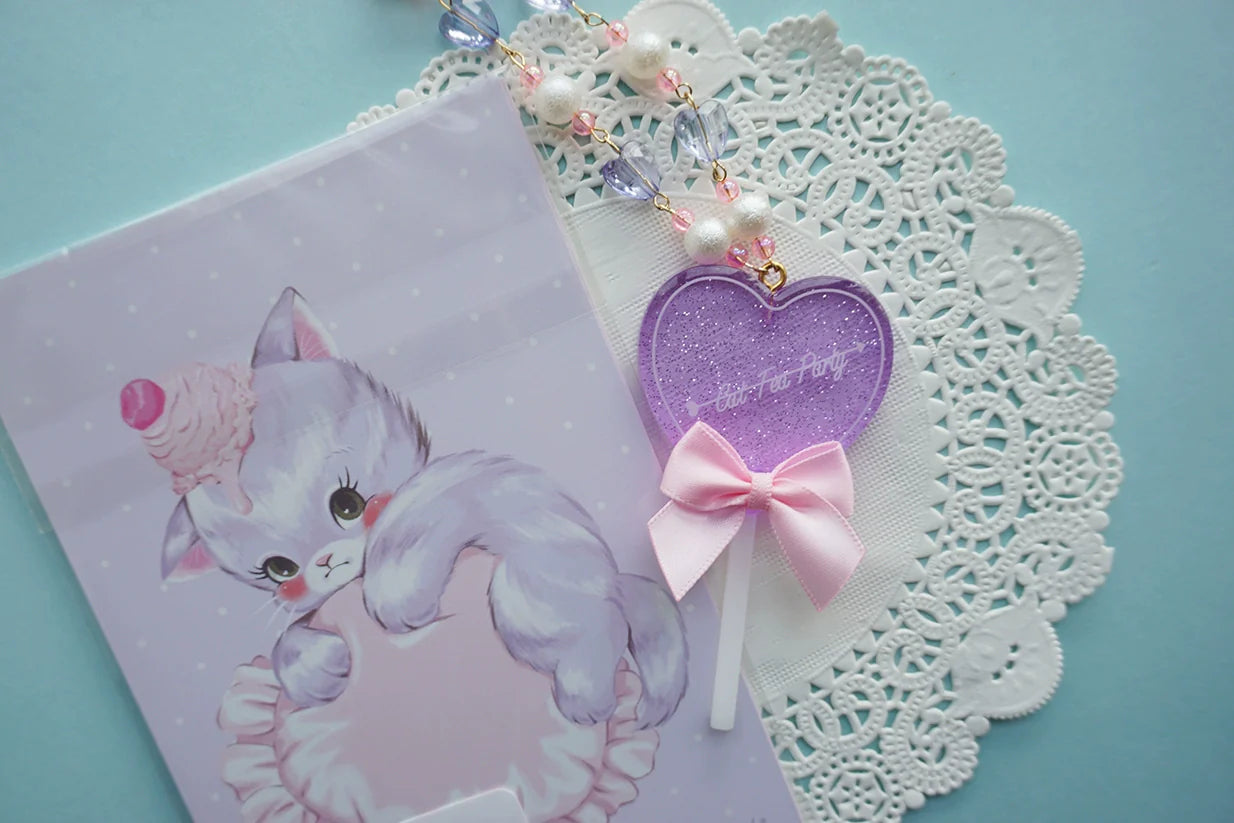 Cat Tea Party - Sweet Lolita Necklace Heart-Shaped Lollipop Necklace