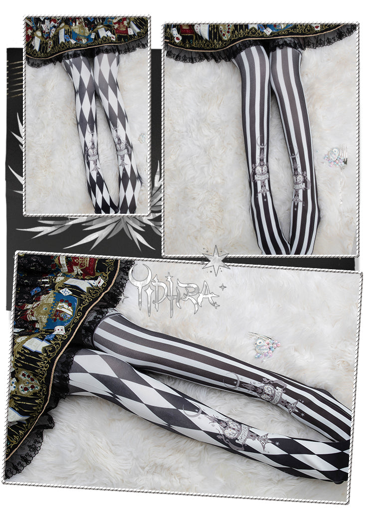 Yidhra - Midnight Circus - Argyle Digital Print Lolita Tights