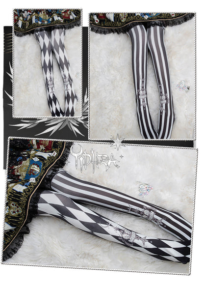 Yidhra - Midnight Circus - Argyle Digital Print Lolita Tights