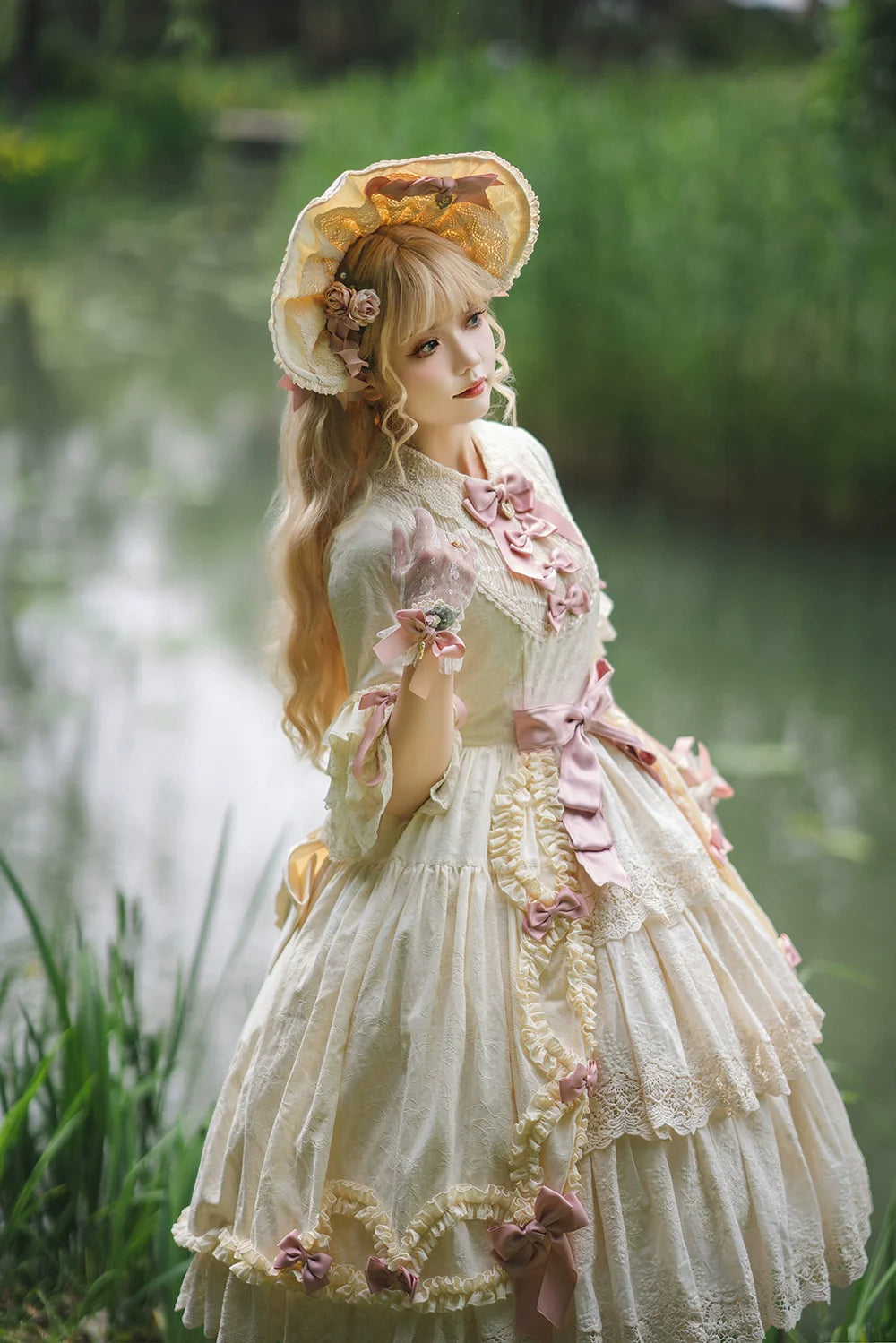 Miss Point - Lilyka Garden - Classic Lolita OP Dress Set Elegant Floral Wall Princess Sleeve